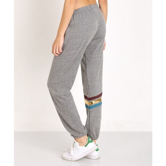 Spiritual Gangster Rainbow Stripe Gray Straight Leg Sweatpants Size M - Picture 2 of 5